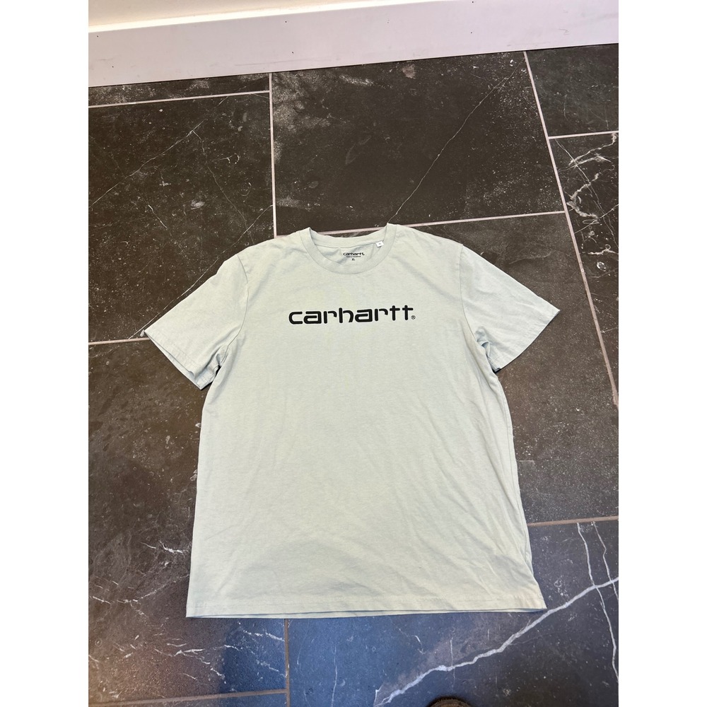 Carhartt WIP Script Logo T-Shirt Mens XL Sage Green Short Sleeve Cotton Tee